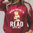 Would You Like To Read With Me Hamster Book Raglan Sleeve Sweatshirt Heather Dust