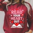 Read Your Heart Out Valentine Reading Book Lover Teacher Raglan Sleeve Sweatshirt Heather Dust