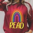 READ Rainbow Read Librarian Teacher Book Readers Reading Raglan Sleeve Sweatshirt Heather Dust