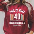 Reader 40s Birthday 40 Years Old Book Lover Reading Comfort Colors Crop Top Raglan Sleeve Sweatshirt Heather Dust