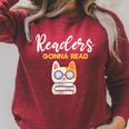 Readers Gonna Read Cat & Book Lover Raglan Sleeve Sweatshirt Heather Dust