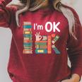Reading Book Lover I'm Ok Bookworm Librarian Reader Raglan Sleeve Sweatshirt Heather Dust Reading Book Lover I'm Ok Bookworm Librarian Reader Raglan Sleeve Sweatshirt Heather Dust