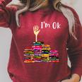 Reading Books Librarian Reader Nerd I'm Ok Teacher School Raglan Sleeve Sweatshirt Heather Dust