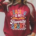 Reading Is My Favorite Sport Book Lover Quote Groovy Raglan Sleeve Sweatshirt Heather Dust