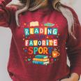 Reading Is My Favorite Sport Colorful Books Readers Teachers Raglan Sleeve Sweatshirt Heather Dust