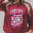 Reading Is My Favorite Sport Pink Bow Coquette Book Lover Raglan Sleeve Sweatshirt Heather Dust