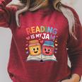 Reading Is My Jam Book Lover Humor Raglan Sleeve Sweatshirt Heather Dust Reading Is My Jam Book Lover Humor Raglan Sleeve Sweatshirt Heather Dust