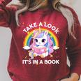 Reading Take Look Its In A Book Toddler Girls Rainbow Lover Raglan Sleeve Sweatshirt Heather Dust