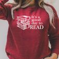 Reading Men Women Kids Books It's A Good Day To Read Raglan Sleeve Sweatshirt Heather Dust