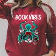 Reading For Men Women Octopus Books Geek Read Learning Raglan Sleeve Sweatshirt Heather Dust