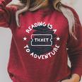Reading Is A Ticket To Adventure Book Lover Reading Teacher Raglan Sleeve Sweatshirt Heather Dust Reading Is A Ticket To Adventure Book Lover Reading Teacher Raglan Sleeve Sweatshirt Heather Dust