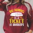 Reading Is A Ticket To Adventure Bookworm Book Reading Raglan Sleeve Sweatshirt Heather Dust Reading Is A Ticket To Adventure Bookworm Book Reading Raglan Sleeve Sweatshirt Heather Dust