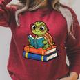 Reading Turtle Bookworm Cute Turtle With Glasses Books Raglan Sleeve Sweatshirt Heather Dust