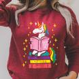 Reading Unicorn Cute Book Lover Bookworm Women Girls Raglan Sleeve Sweatshirt Heather Dust