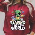 Reading Is Out Of This World Space Book Lover Bookworm Raglan Sleeve Sweatshirt Heather Dust