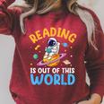 Reading Is Out Of This World Space Read Books Lover Raglan Sleeve Sweatshirt Heather Dust