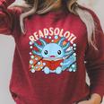 Readsolotl Axolotl Axolotl Lover Kawaii Reading Book Raglan Sleeve Sweatshirt Heather Dust