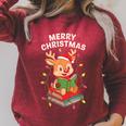 Reindeer Merry Christmas Books Matching Men Women Kids Raglan Sleeve Sweatshirt Heather Dust