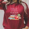 Retired But Forever A Teacher At Heart Vintage Books & Apple Raglan Sleeve Sweatshirt Heather Dust