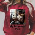 My Retirement Plan Cat Lover Wine Drinker Book Reader Raglan Sleeve Sweatshirt Heather Dust