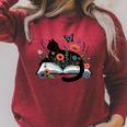 Retro Cute Cat Floral Book Librarian Vintage Floral Cat Book Raglan Sleeve Sweatshirt Heather Dust