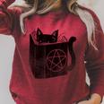 SataniCat Pentagram Cat Satan Demon Necronomicon Book Lover Raglan Sleeve Sweatshirt Heather Dust