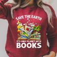 Save Earth It´s Only Planet With Books Reader Earth Day Raglan Sleeve Sweatshirt Heather Dust