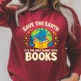 Save Earth It´s Only Planet With Books Reading Earth Day Raglan Sleeve Sweatshirt Heather Dust
