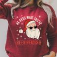 He Sees What You'Ve Been Reading Dirty Spicy Books Women Raglan Sleeve Sweatshirt Heather Dust