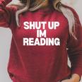 Shut Up I'm Reading Book Club Raglan Sleeve Sweatshirt Heather Dust
