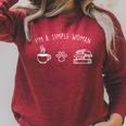 Simple Woman Coffee Dogs Books Book Read Reading Dog Raglan Sleeve Sweatshirt Heather Dust