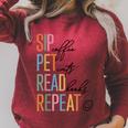 Sip Coffee Pet Cats Read Books Repeat Book Cat Lover Raglan Sleeve Sweatshirt Heather Dust Sip Coffee Pet Cats Read Books Repeat Book Cat Lover Raglan Sleeve Sweatshirt Heather Dust
