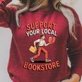 Support Your Local Bookstore Retro Book Lover Raglan Sleeve Sweatshirt Heather Dust