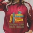 Support Your Local Library Librarian And Book Reader Graphic Raglan Sleeve Sweatshirt Heather Dust