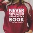 Never Underestimate The Power Of A Girl With A Book RGB Raglan Sleeve Sweatshirt Heather Dust