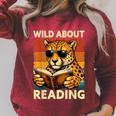 Vintage Cheetah Reading Book Wild About Reading Shirts Boys Raglan Sleeve Sweatshirt Heather Dust