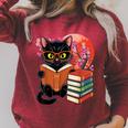 Vintage Japanese Cat Book Lovers Librarian Dad Teacher Raglan Sleeve Sweatshirt Heather Dust