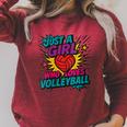 Volleyball Comic Book Art Just a Girl Who Loves Volleyball Raglan Sleeve Sweatshirt Heather Dust