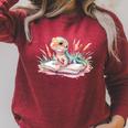 Watercolor Lizzard Reading Book Cute Kids Raglan Sleeve Sweatshirt Heather Dust