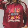 Wild About Reading Book Reading Library Writer Premium Tri-Blend Raglan Sleeve Sweatshirt Heather Dust