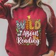 Wild About Reading Books Reader Lover Librarian Bookworm Raglan Sleeve Sweatshirt Heather Dust