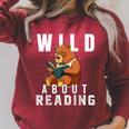 Wild About Reading Love Books Nerd Bookworm Librarian Raglan Sleeve Sweatshirt Heather Dust