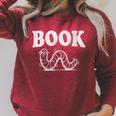 Women's Book Worm Visual Pun Vintage Reading Lover Raglan Sleeve Sweatshirt Heather Dust