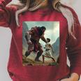 Women's David And Goliath Bible Book Of Samuel King David Raglan Sleeve Sweatshirt Heather Dust