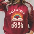 Women's Take A Look Its In A Book Reading Raglan Sleeve Sweatshirt Heather Dust