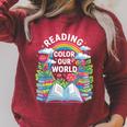 Women's Reading Colors Our World Rainbow Books Kids Raglan Sleeve Sweatshirt Heather Dust Women's Reading Colors Our World Rainbow Books Kids Raglan Sleeve Sweatshirt Heather Dust