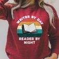 Writer By Day Reader By Night Write Cool Book Lover Raglan Sleeve Sweatshirt Heather Dust