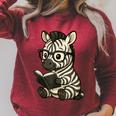 Zebra Reading Book Lover Raglan Sleeve Sweatshirt Heather Dust