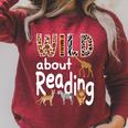 Zoo Animals Wild About Reading Books Reader Lover Librarian Premium Tri-Blend Raglan Sleeve Sweatshirt Heather Dust