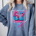 67 Six Seven Baseball Ice Cream Drip Cool Meme 67 Comfort Colors Sweatshirt Denim